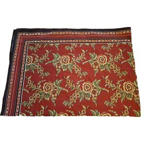 Country Living Tablecloth Oblong Rust Red & Brown Floral Roses Cottage 84x60